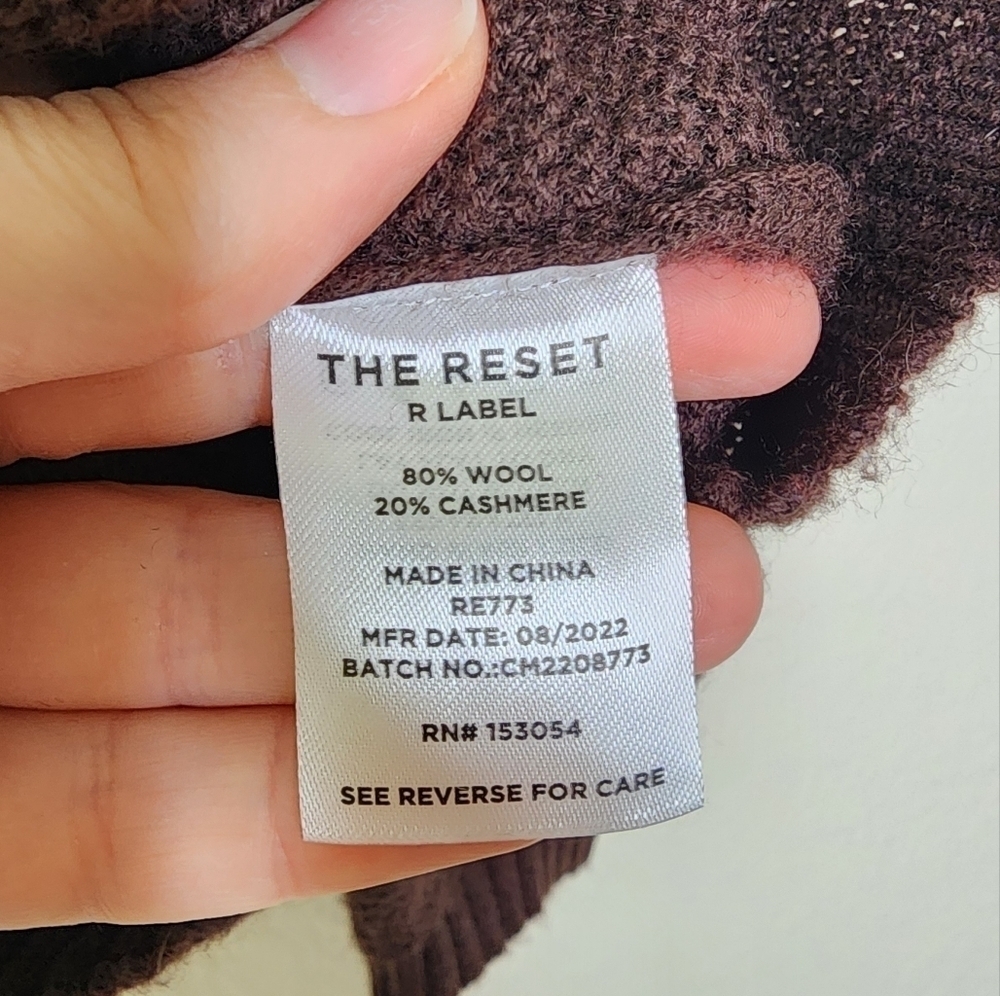 The Reset Chocolate Wine Flawless Funnel Wool Cashmere Blend Sweater S - Picture 7 of 7
